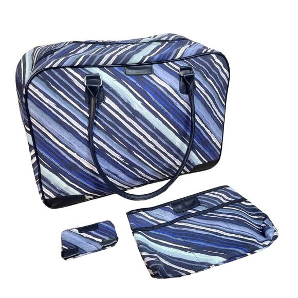Striped  Weekender Bag Set NWOT - Picture 1 of 11
